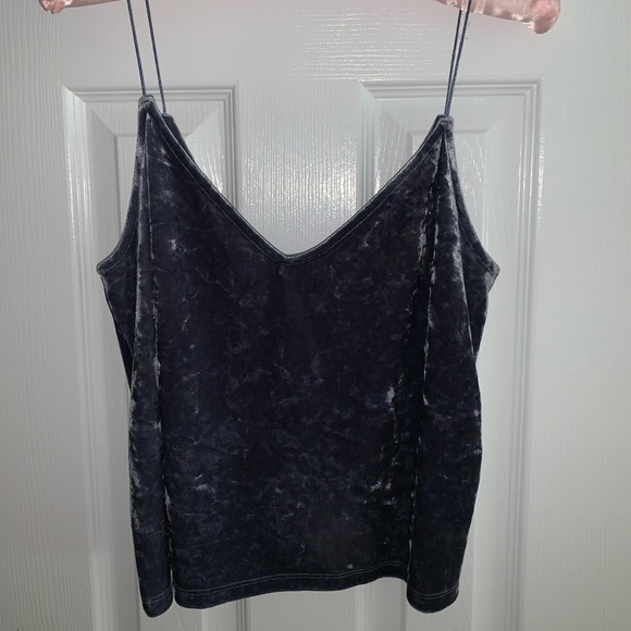 Crushed velvet spaghetti strap tank top - Picture 1 of 3